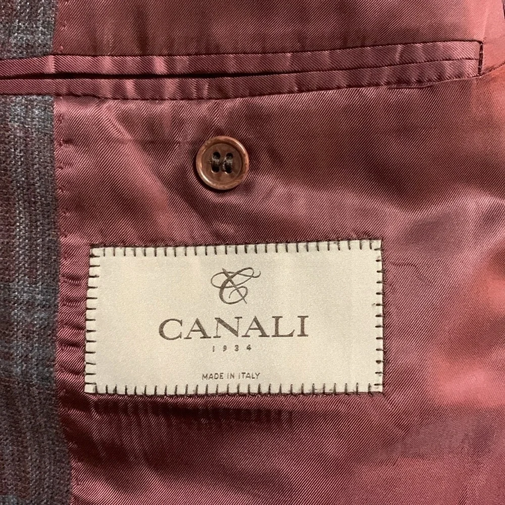 CANALI Italy Wool Cashmere Blend Men's Multi Color Plaid Blazer Large Academia